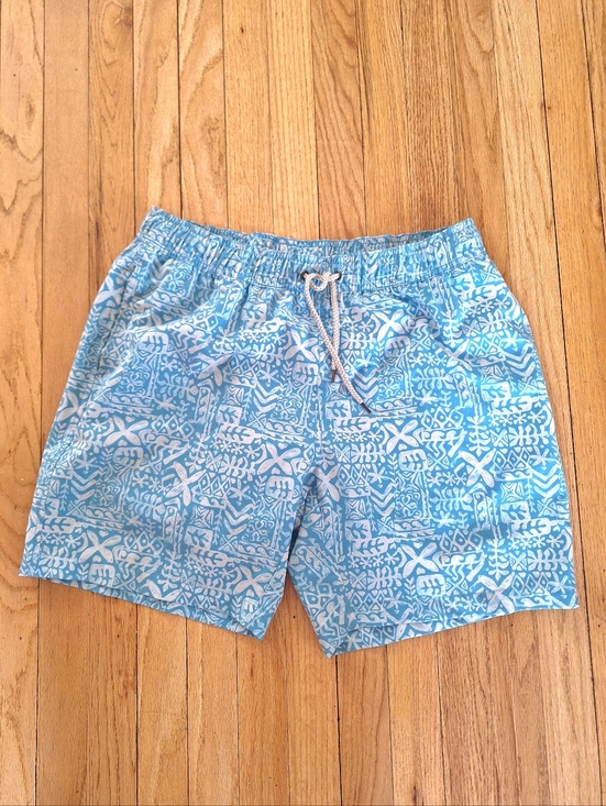 Faherty Other - Faherty Classic Beacon Light Blue & White Geometric Swim Trunks Size XL